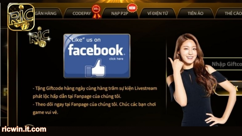 Các bước nhập Giftcode RICWIN