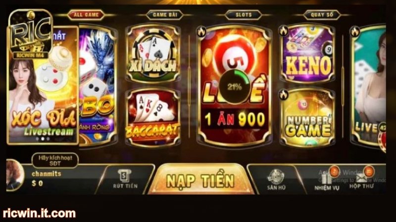 Các trò chơi được yêu thích tại sảnh lô đề RICWIN