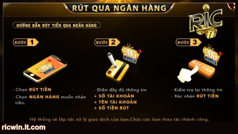 Hướng dẫn các bước rút tiền RICWIN nhanh chóng